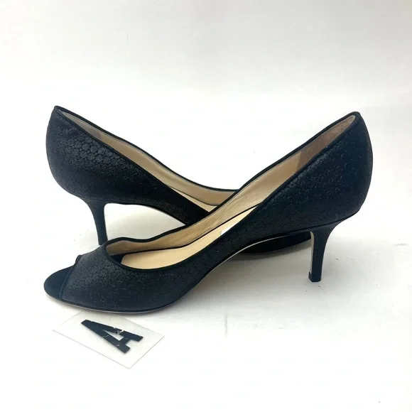 Jimmy Choo Isabel Black Glitter Heels sz 7.5 - Picture 5 of 13